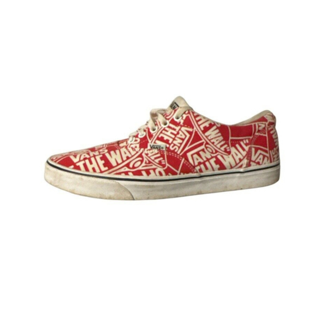 Vans Off The Wall Men’s Sneakers Red White Spell Lace Up Logo Low Top Shoes 10.5